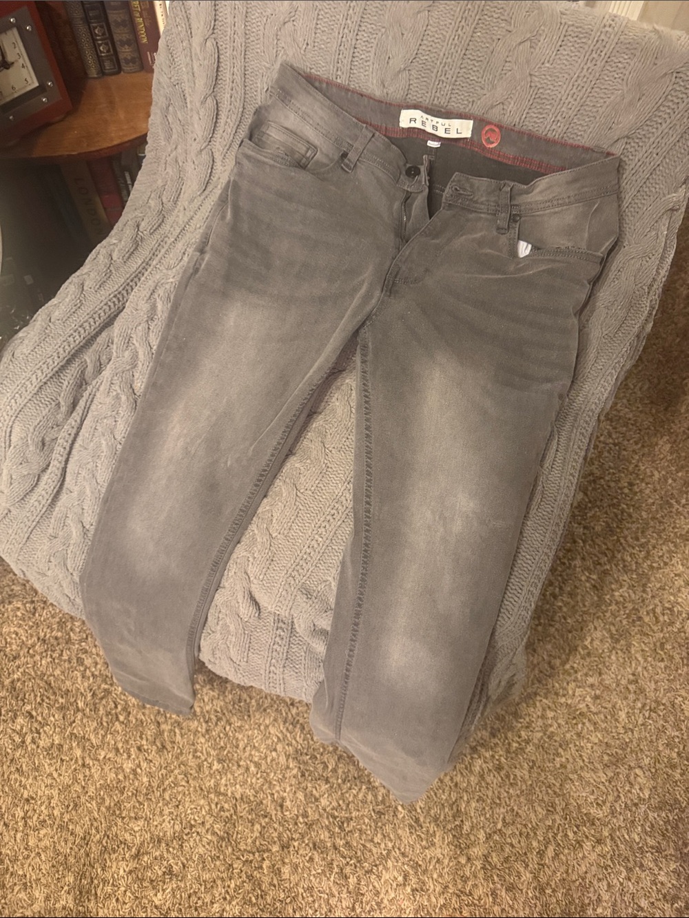Artful Rebel Men Slim Straight Gray Washed Jeans